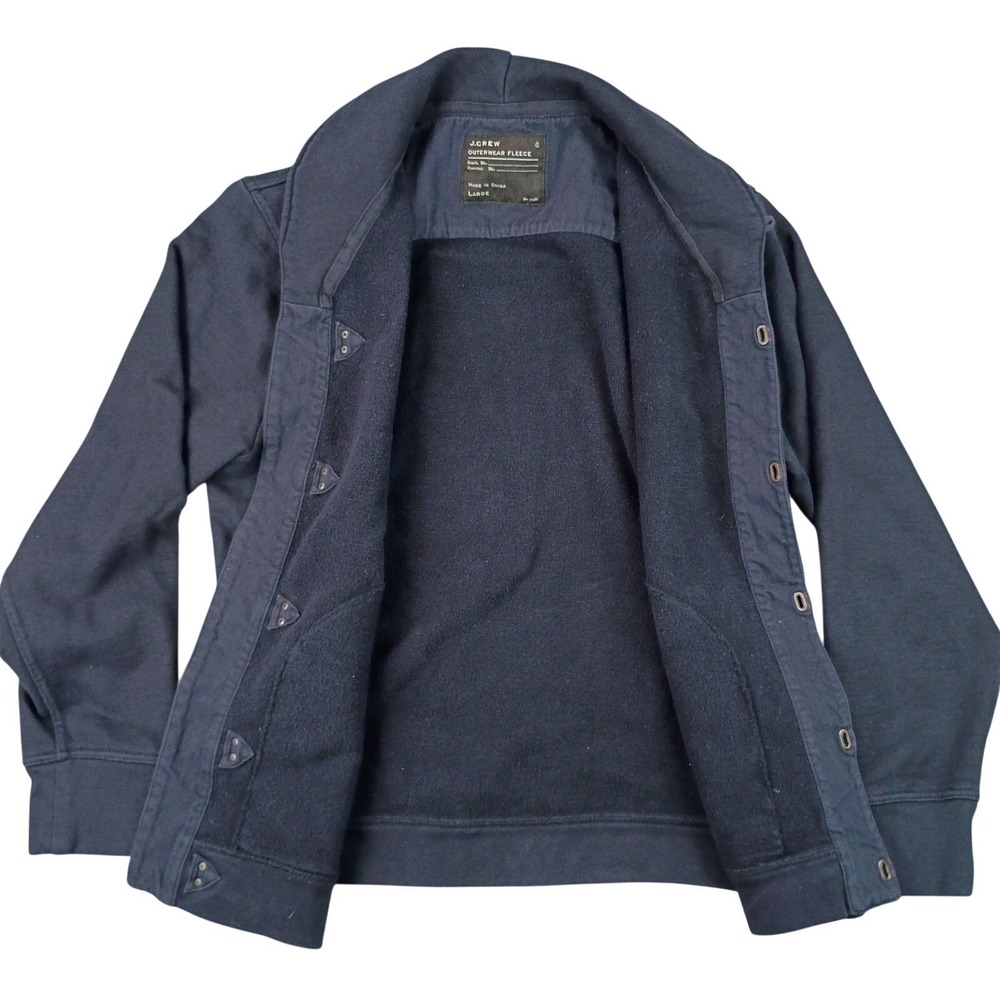 J.Crew Mens Large Outerwear Fleece Navy Cozy Warm Shawl Collar Toggle Jacket - Picture 3 of 13